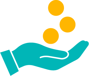 Hand with money icon